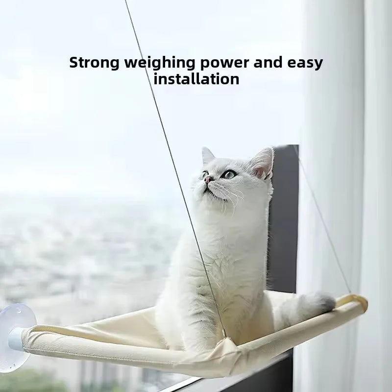 Winter Cat Window Hammock - Heavy Duty Suction Cup Cat Window Perch for Indoor Cats, Space Saving Hanging Bed & Climbing Frame