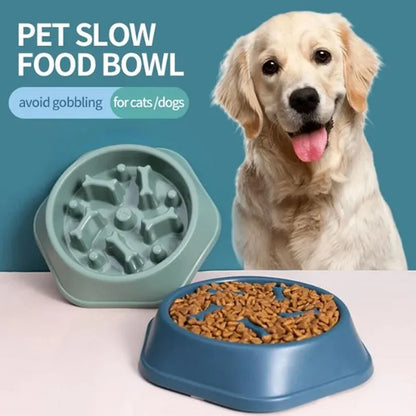 Non-Slip Pet Slow Feeder Bowl | Puzzle Dish for Dogs & Cats