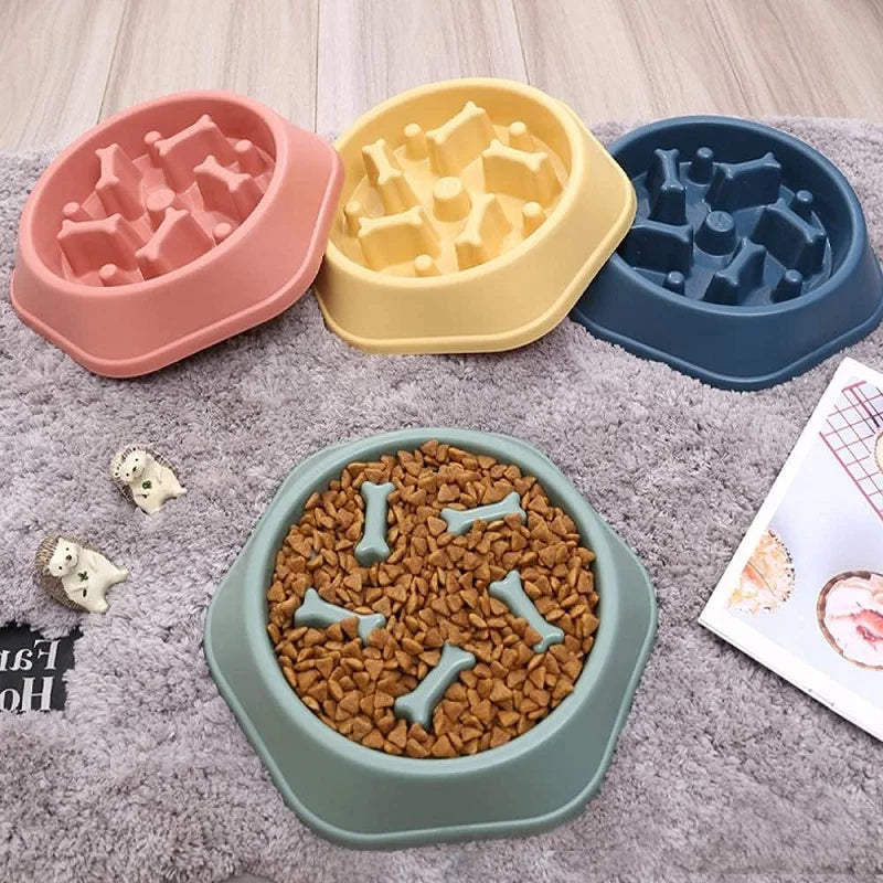 Non-Slip Pet Slow Feeder Bowl | Puzzle Dish for Dogs & Cats
