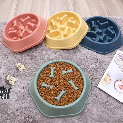 Non-Slip Pet Slow Feeder Bowl | Puzzle Dish for Dogs & Cats