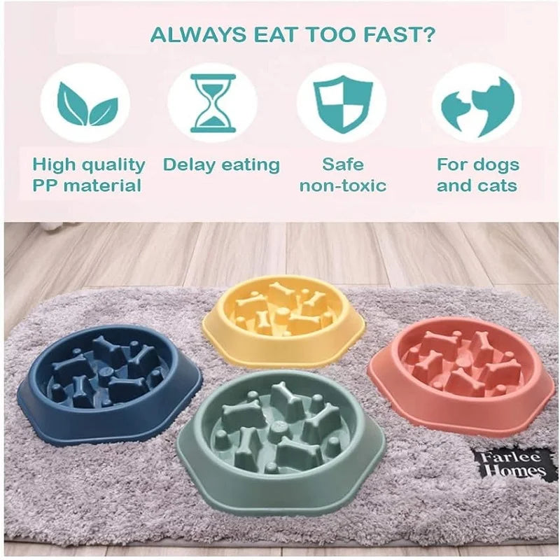 Non-Slip Pet Slow Feeder Bowl | Puzzle Dish for Dogs & Cats