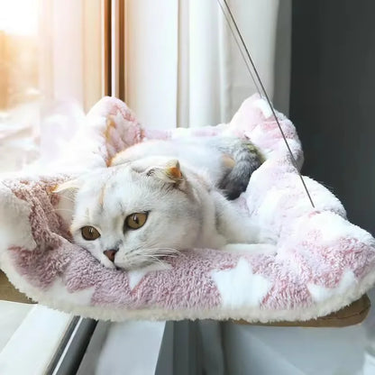 Winter Cat Window Hammock - Heavy Duty Suction Cup Cat Window Perch for Indoor Cats, Space Saving Hanging Bed & Climbing Frame